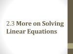 2.3 More on Solving Linear Equations