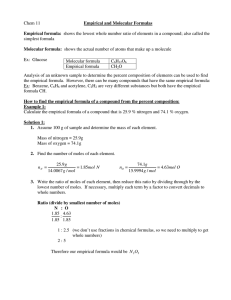 Chem 11 Empirical and Molecular Formulas Empirical formula