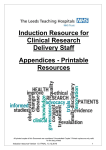Printable forms from Clinical Research Delivery staff Induction