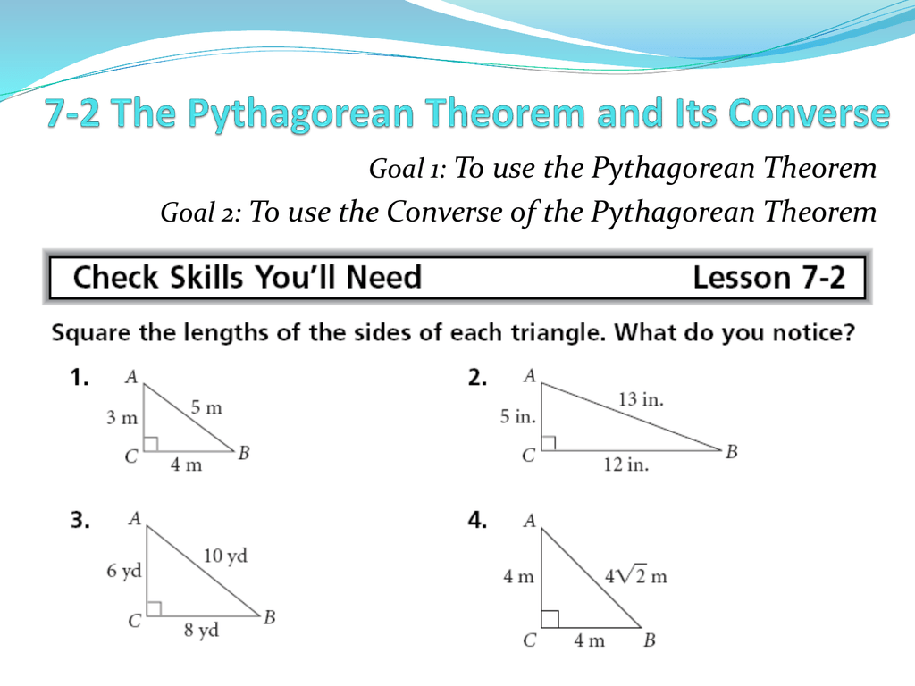 pythagorean theorem converse and inequalities assignment
