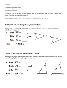 4.3 - 4.5 Triangle Congruence Postulates