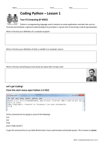 Worksheet 1 - Python intro File