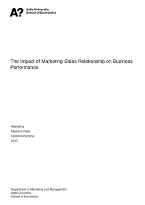 The Impact of Marketing-Sales Relationship on Business Performance