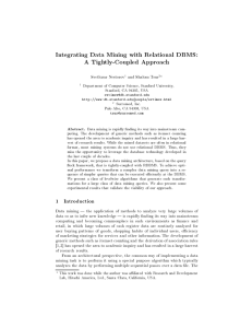 Integrating Data Mining with Relational DBMS: A Tightly