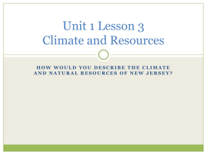 Unit 1 Lesson 3 Climate and Resources