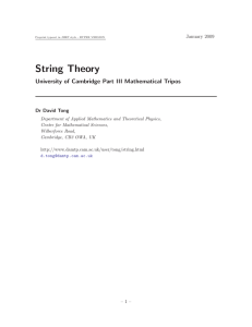 String Theory - damtp - University of Cambridge
