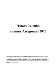 Honors Calculus Summer Assignment 2016