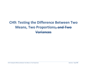CH9: Testing the Difference Between Two Means, Two Proportions