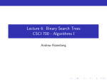 Lecture 6: Binary Search Trees CSCI 700