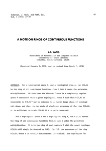 A NOTE ON RINGS OF CONTINUOUS FUNCTIONS