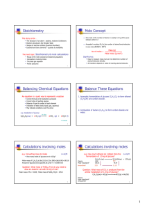 Stoichiometry Mole Concept Balancing Chemical Equations