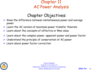 Lecture Notes - Active Power, Reactive Power, Power Factor and the