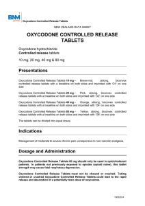oxycodone controlled release tablets