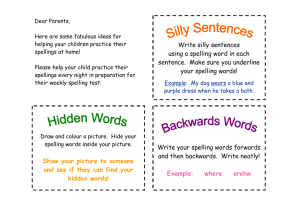 Write silly sentences using a spelling word in each sentence. Make
