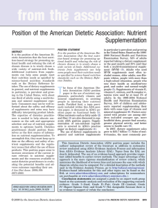 Position of the American Dietetic Association: Nutrient