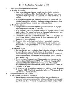 The Maritime Revolution, to 1550 I. Global Maritime Expansion