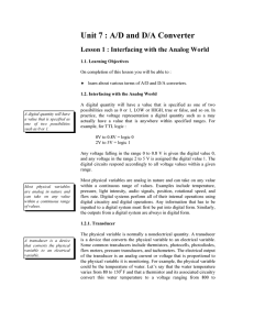 Unit 7 : A/D and D/A Converter