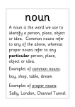 A noun is the word we use to identify a person, place, object or idea