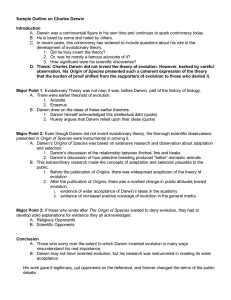 Sample Outline on Charles Darwin Introduction A. Darwin was a