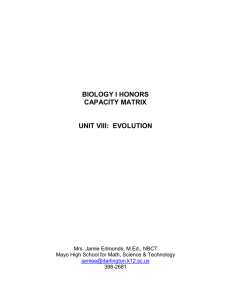 Unit 8 EVOLUTION - Mayo High School for Math, Science