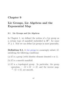 Chapter 9 Lie Groups, Lie Algebras and the Exponential Map
