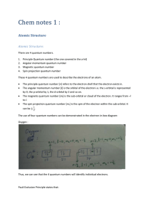 There are 4 quantum numbers. - 12S7F-note