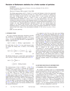 Revision of Boltzmann statistics for a finite number of particles
