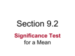 9.2 A Significance Test for a Mean