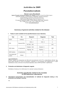 Summary of general activities related to the disease