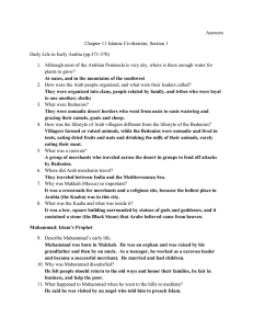 Answers Chapter 11 Islamic Civilization, Section 1 Daily Life in Early