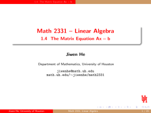 Linear Algebra - 1.4 The Matrix Equation Ax=b