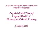 Crystal-Field Theory Ligand-Field or Molecular Orbital Theory
