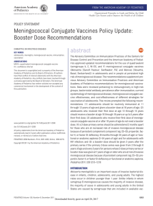 Meningococcal Conjugate Vaccines Policy Update: Booster Dose