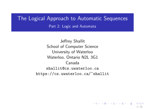 Logic and Automata - Cheriton School of Computer Science