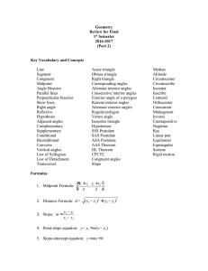 Geometry Review for Final 1st Semester 2016