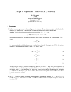 Design of Algorithms - Homework II (Solutions)