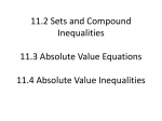 11.2 Sets and Compound Inequalities 11.3 Absolute