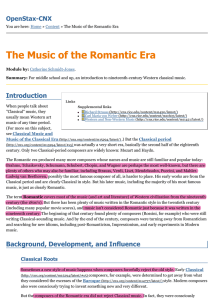 The Music of the Romantic Era
