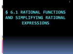 § 6.1 Rational Functions and Simplifying Rational Expressions