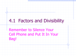 4.1 Factors and Divisibility