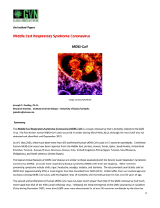 Middle East Respiratory Syndrome Coronavirus MERS-CoV