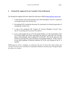 I. Protocol for Approval to use Vaccinia Virus in