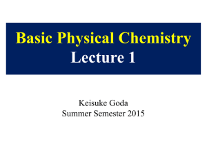 Basic Physical Chemistry Lecture 1
