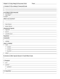 Chapter 2: Living Things in Ecosystems Notes