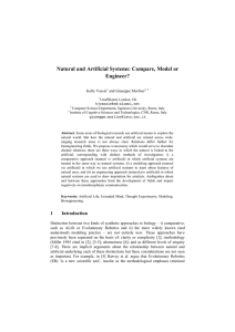 Natural and Artificial Systems: Compare, Model or - PUMA