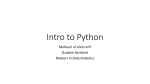 Intro to Python 2.7