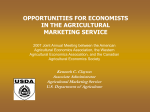 Opportunities For Economists in Agricultural Marketing Service