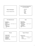 What is Physiology? The Chemical Level Cells Tissues Types of