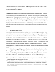 Implicit versus explicit attitudes: differing manifestations of the same