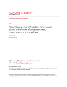 Absorption spectra of transition metal ions in glasses as functions of